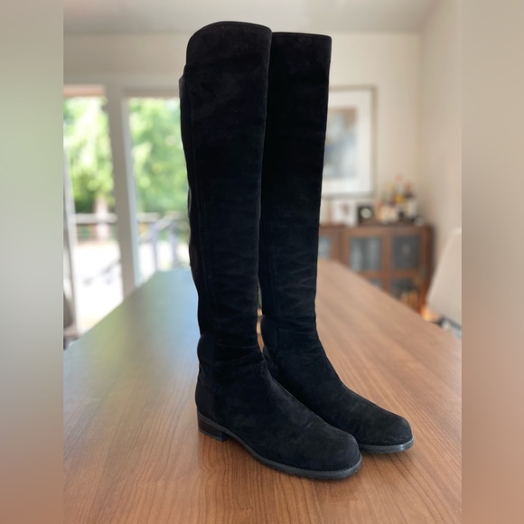 Stuart Weitzman Iconic Black Suede Over-the-Knee Boots Size 6 EUC - Picture 2 of 8